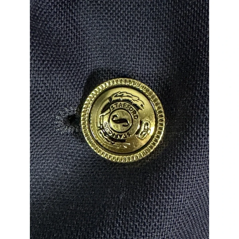 Stafford Wool Blazer Mens 44L Navy Blue 2 Gold Button Classic Fit Executive Coat
